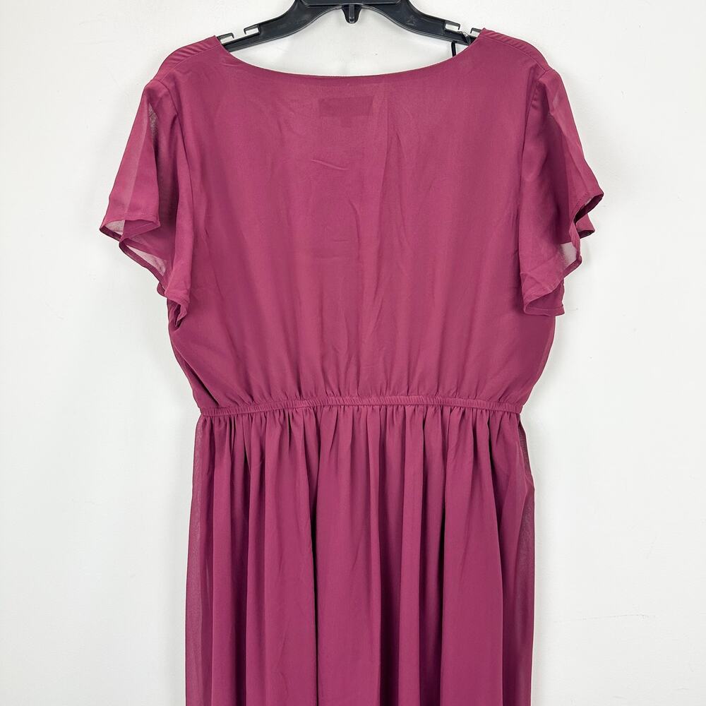 Lulu's Wine V-Neck Maxi Dress with Side Slit - Picture 10 of 11